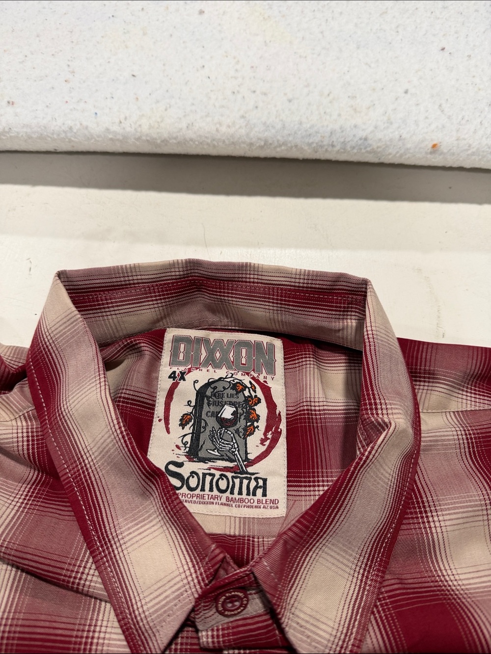 DIXXON Red and White Plaid Short-Sleeve Button-Down Shirt - Picture 2 of 6